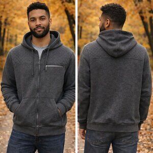 Street Rules Streetwear Steel-Grey Quilted Zip Up Fleece Hoodie MED NWT